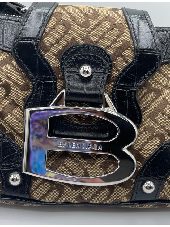 BALENCIAGA Essex Monogram Leather Small Shoulder Bag - Picture 8 of 14